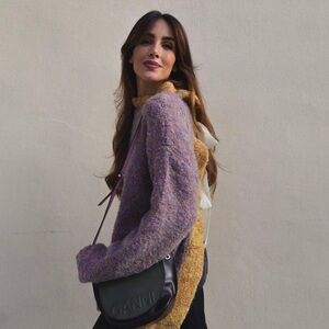 Zara Wool Blend Oversize Knit with Bow Sweater Medium 2142/027